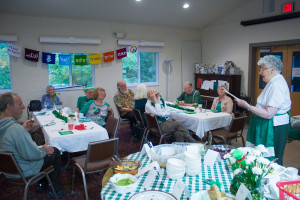 Mona telling Irish stories at the Saint Patrick's Day dinner